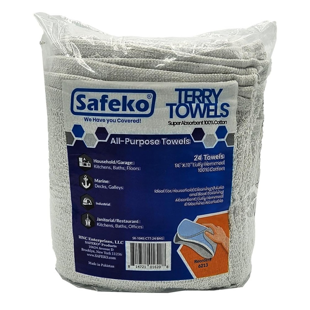 Cotton Terry Towels – 100% Cotton, 14” x 17”, Super Absorbent