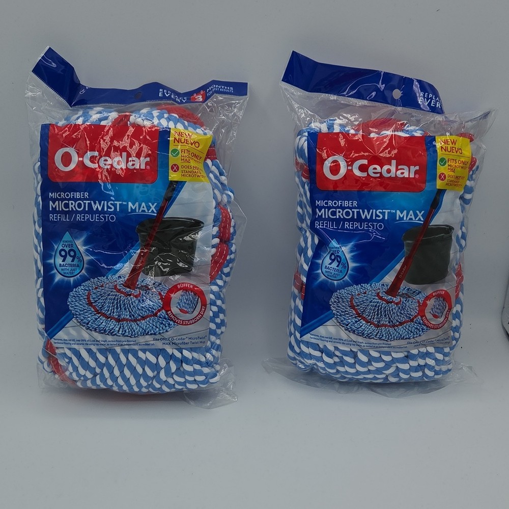 Pair Of O-Cedar MicroTwist Max Microfiber Wet Round Mop Head Refill Washable Red