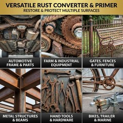 2 in 1 Rust Converter & Metal Primer, 35 oz Black Rust Reformer Paint for Met…