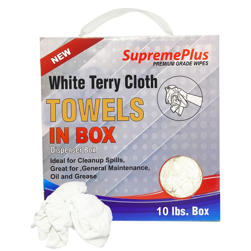 New White Terry Towel Rags for Multipurpose Cleaning – 10 lbs. Compressed Box