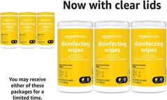 Amazon Basics Disinfecting Wipes, Lemon Scent, 255 Count (3 Packs of 85)