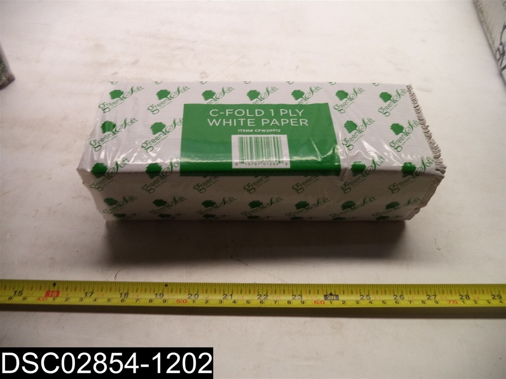 QTY=2,400(12 X 200) Green Soft CFW20012 C Fold 1 Ply White Paper Towels