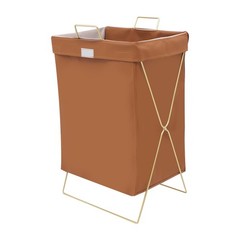 Brown + Gold Laundry Hamper X-Frame Laundry Basket Dirty Clothes Basket w/Lid
