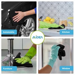 AIDEA Microfiber Cleaning Cloth Black 50PK, 11.5in.x11.5in.,