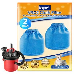 KEEPOW VRC2 Cloth Filter Compatible with Vacmaster 1.5 to 3.2 Gallon 2 Pack