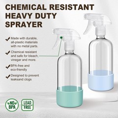 Glass Spray Bottles with Silicone Sleeves (2 Pack, 16 oz), Mist Green & Grey