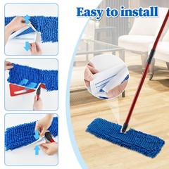 3 Pack Mop Heads Replacements for Ocedar 3 Blue Chenille Flip Pads