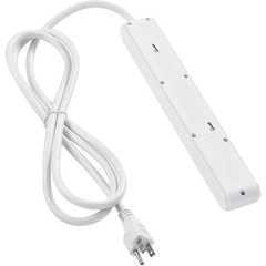12″ 5+1 Outlet Strip Surge Protector w/USB Ports 900 Joules 6-ft Cord White