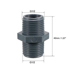 uxcell Pipe Fittings Connector G1/2 X Male Thread 0.45 inch, Gray