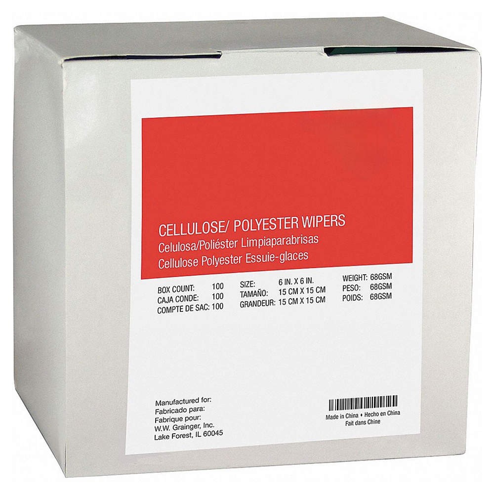 GRAINGER 30N522 Dry Wipe,6″ x 6″,White 30N522