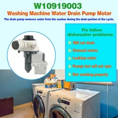 W10919003 W10775446 Washer Drain Pump Compatible With W10919003, White