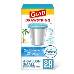 Glad Small Trash Bags 4 Gallon Febreze Beachside Breeze Garbage Bags Odor