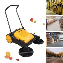 41″ Hand Push Sweeper Pavement Street Sweeping Tool Walk-behind Outdoor Cleaner