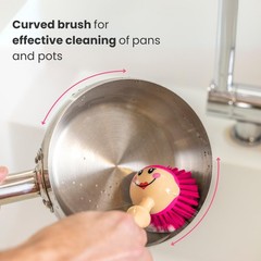 Vigar Dolls April Dish Brush with Ergonomic 7.5 X X 24.5 Cm, White, Pink