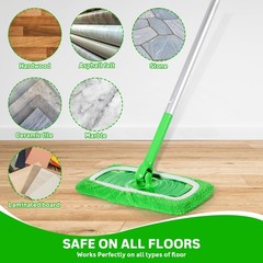ZHAYAO Reusable Microfiber Mop Pads Compatible with Swiffer Abb-green 3 Pack