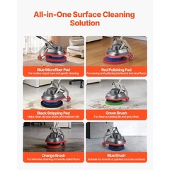 Uimoso Floor Scrubber Machine with Pads and Brushes for Cleaning and Polishing