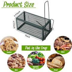 Qualirey 4 Pcs Humane Rat Trap Chipmunk Rodent 9.1 x 4.5 x Inches, Green