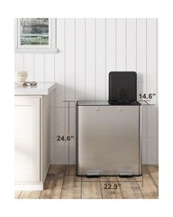 GarveeHome 60L/16 Gal Dual Compartment Trash Can, Stainless Steel Kitchen Gar…