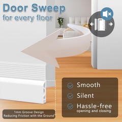 Beoguy Door Draft Stopper, Sweep for Bottom of Door, Under 39IN, White