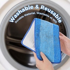 wlich 8-Pack Microfiber Cleaning Pads, 18-Inch Mop Pads 8PCS, Blue