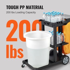 VEVOR Janitorial Trolley Cleaning Cart with PVC Bag and Cover for Housekeeping