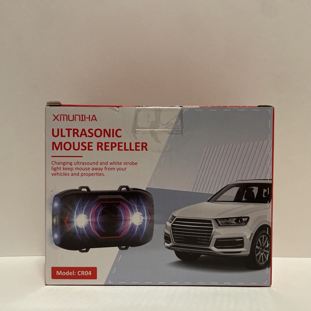 XMUNIHA Car Rodent Repeller C804 Ultrasonic Mouse Strobe Lights Engine Guard 1PK