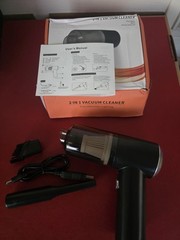 2-in-1 Portable Mini Handheld USB Rechargeable Vacuum w/ Light, Tools
