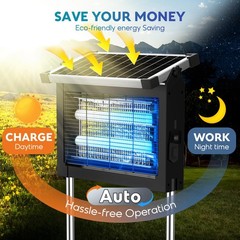 Solar Bug Zapper Outdoor, PhatroyYee Mosquito 4500V, Waterproof Black