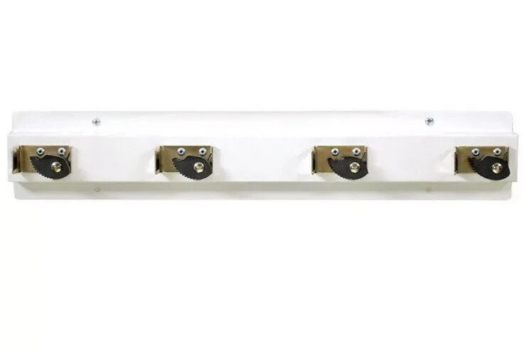 Tough Guy 22N326 Mop and Broom Holder, White Gloss, SS, Holds 4 Units, 24” L