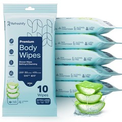 60-Count Extra Large No-Rinse Adult Body Shower Wipes (6 Packs of 10)