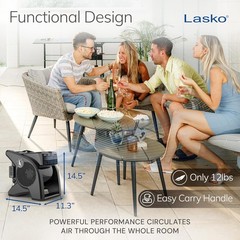 Lasko High Velocity Fan, 15″, 375 CFM, Professional Utility 14.5, Black, Grey