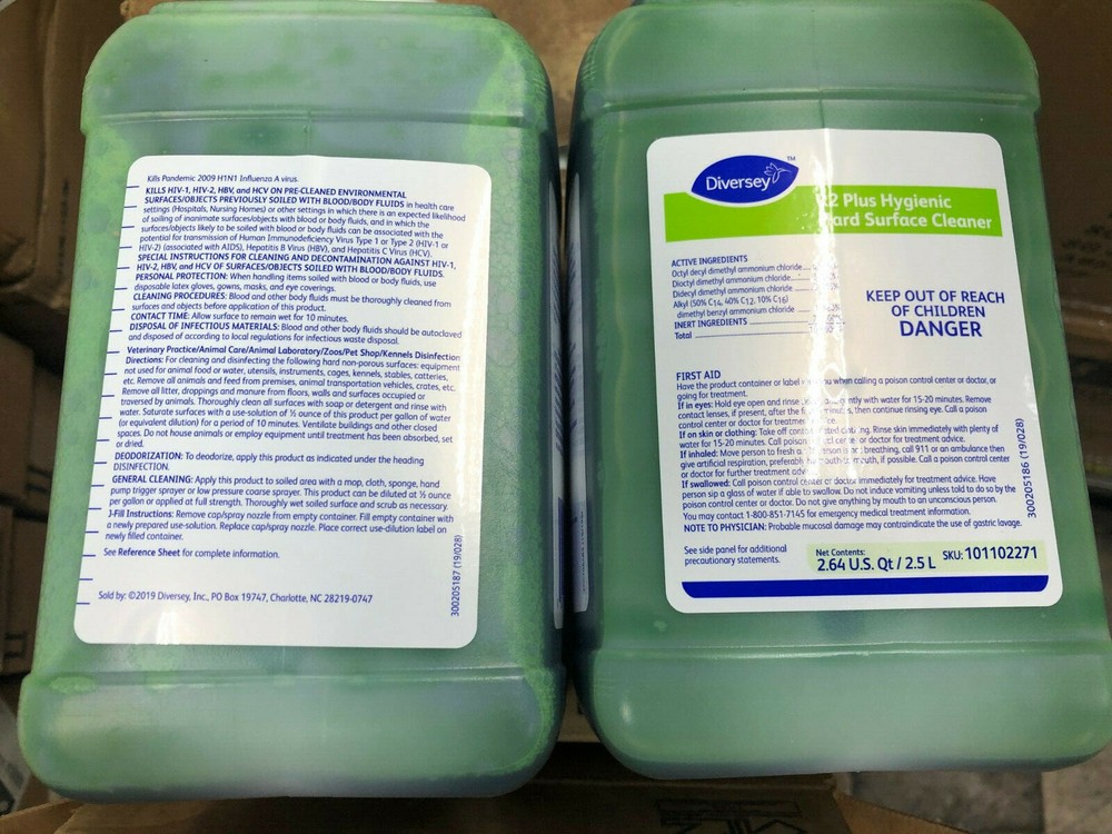 2x 2.5L R2 Plus Hygienic Hard Surface Cleaner 101102271 Diversey Virucide