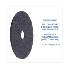 Boardwalk 4019BLA 19 in. Diameter Stripping Floor Pads – Black (5/Carton) New