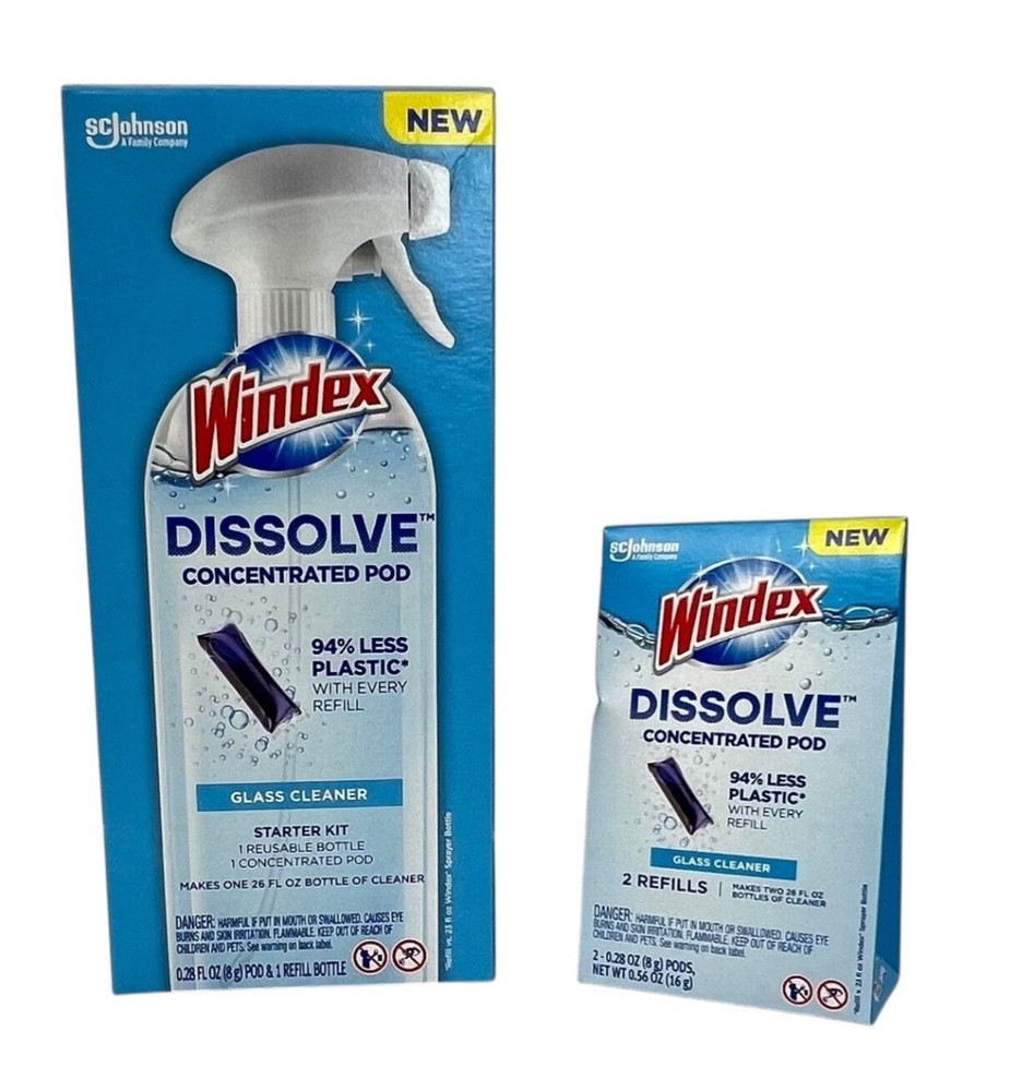 Windex Dissolve Concentrated Eco-friendly Pod Starter Pack and Refills Kit New