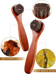 Youngjoy 6 Pieces Horsehair Shine Shoes Brush kit Polish Dauber Applicators,
