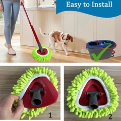 Mop Heads Replacements Compatible with Ocedar RinseClean 2-Tank System Green