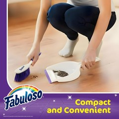 Fabuloso Brush and Dustpan Set Compact Hand Broom for Floor White Purple