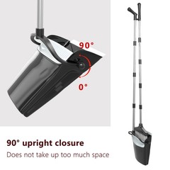 Broom with Dustpan Combo Set 54” Long Handle Household Large, Black and Grey