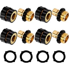 3/4 Inch Garden Hose Quick Connect, Aluminum 4pack, Brass, Black