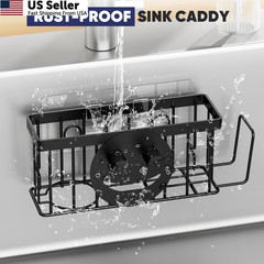 MURLONG Sponge Holder for Kitchen Sink,Sink Caddy Smiley Small, Black
