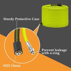 50 Ft x 1/4 Inch Green Pressure Washer Hose Replacement M22 Fittings