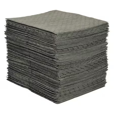 Brady Mro100 Sorbent Pad, 26 Gal, 15 In X 19 In, Universal, Gray, 100 Pk
