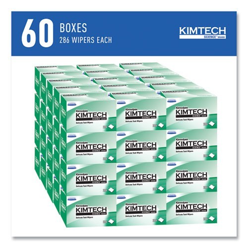 Kimtech 34155 Kimwipes Delicate Task Wipers, 1-Ply, 4.4 x 8.4, 286/Box, 60/CT