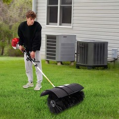Gas Power Handheld Sweeper Broom Driveway Turf Artificial Grass Snow Clean 52CC
