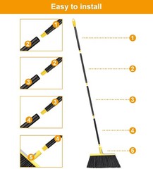4 Packs Heavy-Duty Outdoor Brooms, Equipped with 58 Inch Long Handle