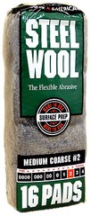 Case Rhodes American Steel Wool Grade 2 – Medium Coarse ~ 6 bags of 16 pads
