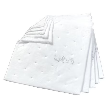 3M Hp-255 Sorbent Pad, 33 Gal, 17 In X 19 In, Oil, White, Polyester,