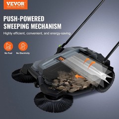 Walk-Behind Hand Push Floor Sweeper 25 6 Inch Sweeping Width Manual Non Electric