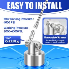 LidoDola 16” Pressure Washer Surface Cleaner with 4 16 INCH BLUE, silvery