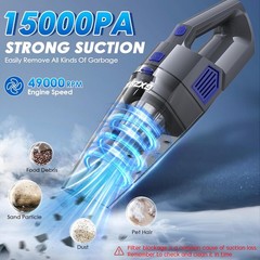 Gxzsk Handheld Vacuum Cordless, 15000PA Strong Suction Hand Held Car Vacuum